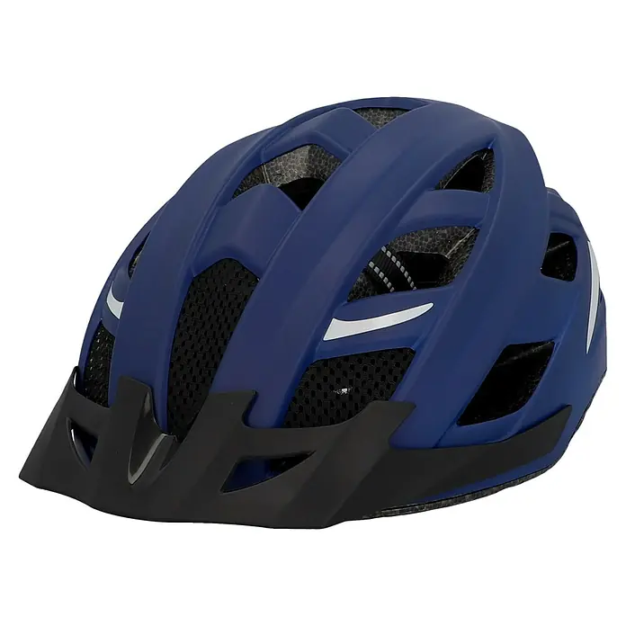 Fischer Fahrradhelm Urban Plus Boston - L/XL 58 - 61 cm, Dunkelblau - Blauer Fahrradhelm mit schwarzem Visier für optimalen Schutz und Komfort bei jeder Fahrt.