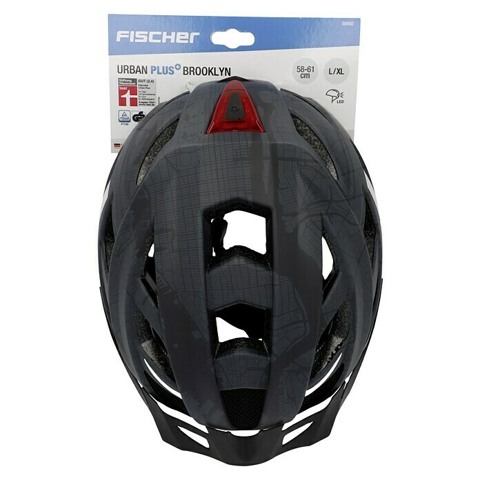 Fischer Fahrradhelm Urban Plus BrooklynL/XL 58 - 61 cm, Schwarz Top View