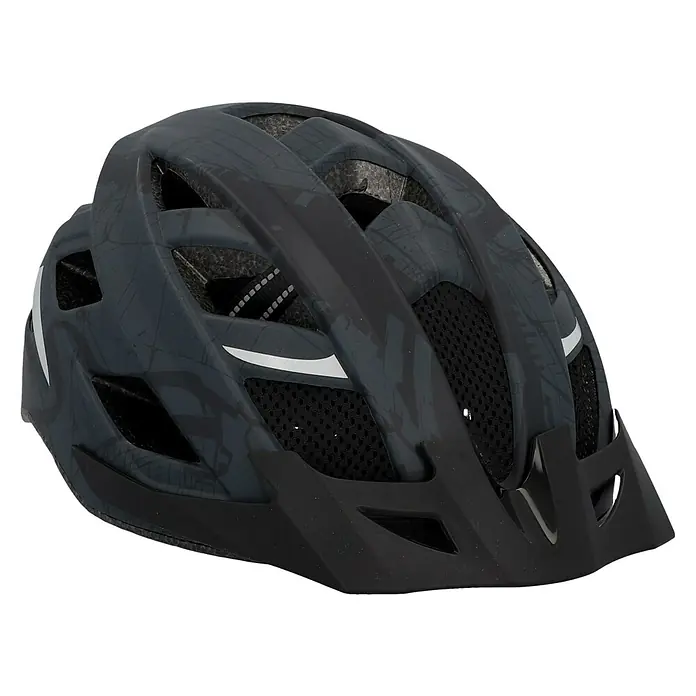 Fischer Fahrradhelm Urban Plus Brooklyn - L/XL 58 - 61 cm, Schwarz - Ein grauer Fahrradhelm mit Belüftungsöffnungen und einem Visier für zusätzlichen Schutz bei Radtouren.