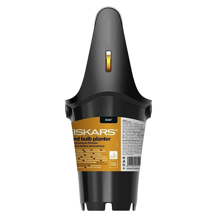 Fiskars Solid Hand-Blumenzwiebelpflanzer - 11,7 x 24,3 cm - Schwarzer Fiskars Solid Blumenzwiebelpflanzer mit ergonomischem Griff und praktischer Tiefenmarkierung für einfaches Pflanzen.
