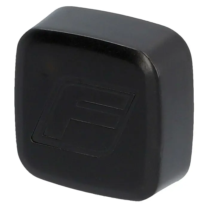 Fischer Crash-Sensor FIND.U - 250 x 250 mm - Schwarzer Würfel mit abgerundeten Kanten und eingeprägtem Logo. Ideal für den Schreibtisch oder als Dekoration.