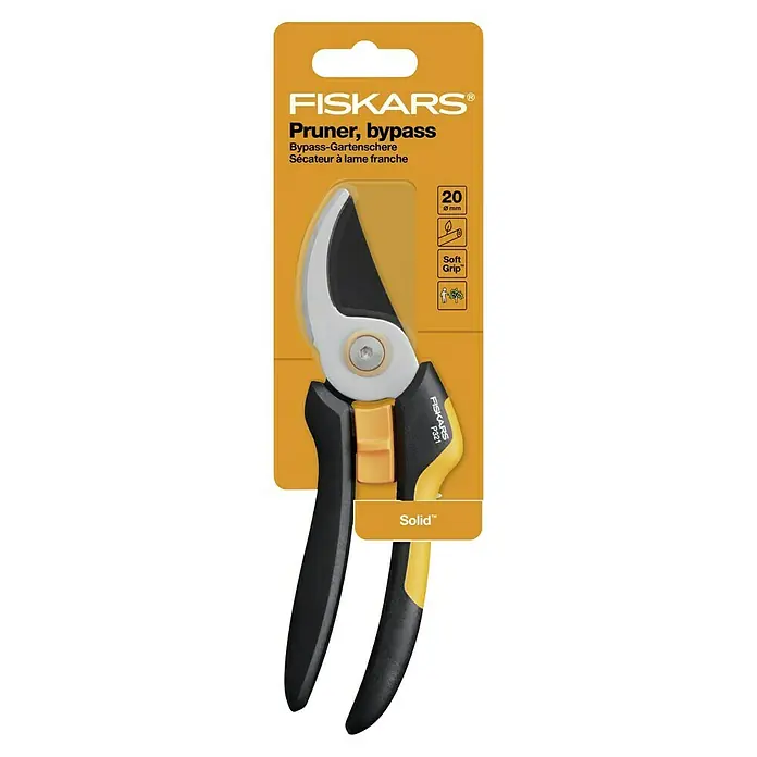Fiskars Solid Gartenschere P321 - Schneidsystem: Bypass, Max. Aststärke: 20 mm - Fiskars Bypass-Gartenschere P321, ideal zum Schneiden von Ästen bis 20 mm Durchmesser. Mit Softgrip für komfortable Handhabung.