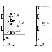 Abus Zimmertür-Einsteckschloss 24 SB (Links, Stulpfarbe: Silber, 144 x 84 x 14 mm) | BAUHAUS