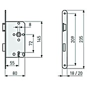 Abus Zimmertür-Einsteckschloss 18 SB (Links, Stulpfarbe: Gold, 145 x 80 x 14 mm) | BAUHAUS