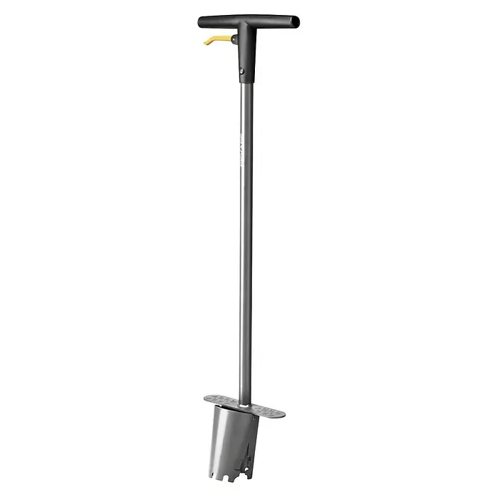 Fiskars Hand-BlumenzwiebelpflanzerLänge: 100 cm - Bodenprobenstecher mit T-Griff und Auslösemechanismus zur einfachen Entnahme von Bodenproben für Tests. Perfekt für Garten- und Landwirtschaft.