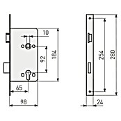 Abus Eingangstür-Einsteckschloss 24 SB (Rechts, Profilzylinder, 184 x 98 x 14 mm, Stulpfarbe: Silber) | BAUHAUS