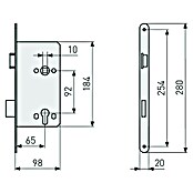 Abus Eingangstür-Einsteckschloss 20 SB (Links, Profilzylinder, 184 x 98 x 14 mm, Stulpfarbe: Silber) | BAUHAUS