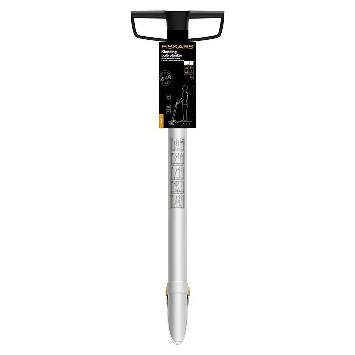 Fiskars Xact Hand-Blumenzwiebelpflanzer - Länge: 105 cm - Das Fiskars Standz-Pflanzwerkzeug für Blumenzwiebeln ermöglicht ein einfaches Einsetzen von Blumenzwiebeln und Jungpflanzen im Stehen.