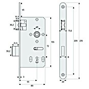 Abus Einsteckschloss ES BB universal (Links/Rechts, 234 x 80 x 20 mm) | BAUHAUS