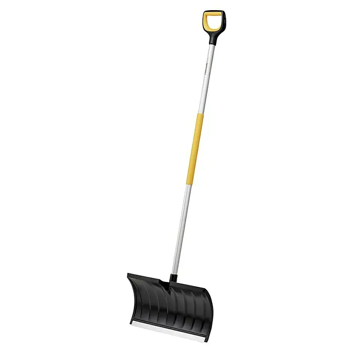 Fiskars X-series Schneeschieber - Breite: 53 cm - Schneeschaufel mit D-Griff, silberfarbenem Schaft und gelbem Griff für komfortables und effizientes Schneeräumen.