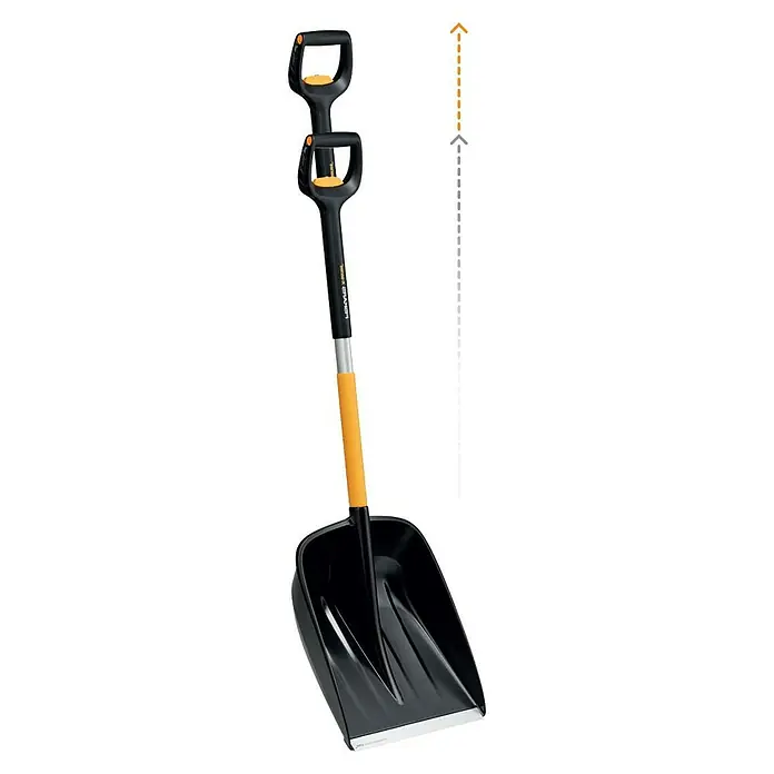 Fiskars X-series Schneeschaufel - Breite: 36,2 cm, Teleskopstiel - Abgebildet ist eine Fiskars Schneeschaufel mit ergonomischem Griff und robuster Schaufel für effiziente Schneeräumung.