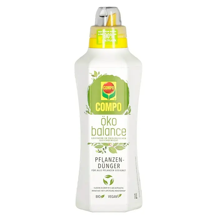 Compo Universaldünger Öko Balance - 1 l - Flasche Compo Öko Balance Pflanzendünger. Die Flasche besteht zu über 90% aus recyceltem Altplastik und ist für alle Pflanzen geeignet.