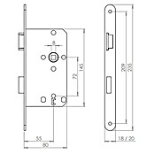 Abus Zimmertür-Einsteckschloss 20 SB (Rechts, Stulpfarbe: Silber, 145 x 80 x 14 mm, Stulplänge: 235 mm) | BAUHAUS