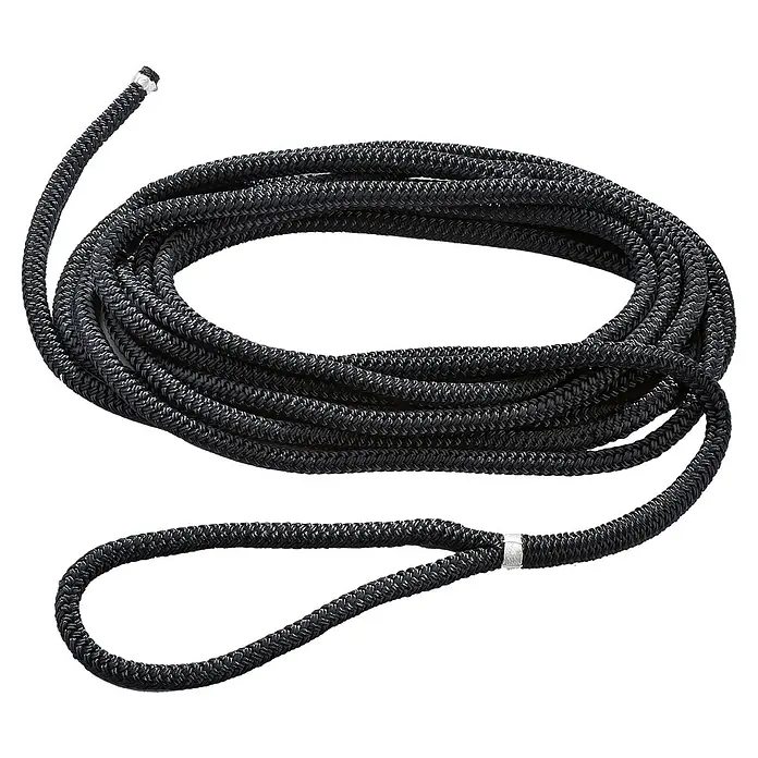 Robline Festmacherleine Dockline - 14 mm, 8 m, Polyester, Navy-Blau - Schwarze, geflochtene Festmacherleine mit einer Schlaufe, ideal zum Anlegen von Booten und Schiffen. Robuste Konstruktion für dauerhaften Einsatz.