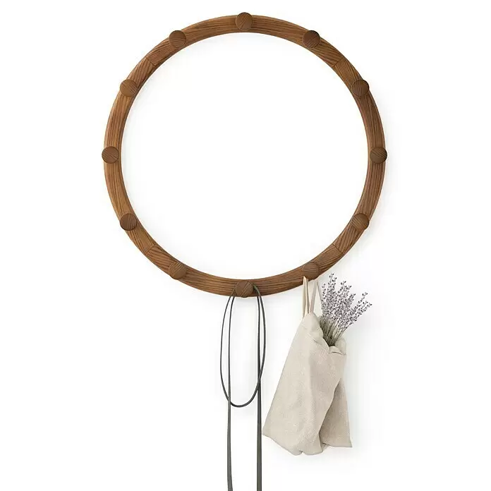 Umbra Garderobenhaken-Set Slinka - L x B x H: 4,8 x 42,8 x 11,4 cm, Anzahl Haken: 12 Stk., Walnuss - Anwendungsbeispiel