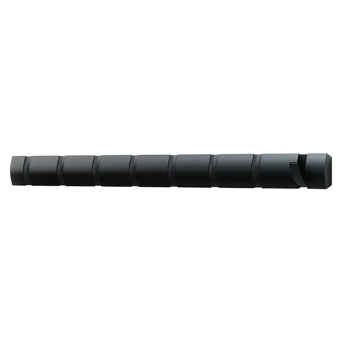 Umbra Garderobenleiste Flip - L x B x H: 81,3 x 3,2 x 6,4 cm, Anzahl Haken: 8 Stk., Schwarz - Eine Reihe von grau-schwarzen modularen Komponenten, die ein modernes und industrielles Design aufweisen. Ideal für kreative Projekte.