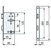 Abus WC-Einsteckschloss 20 SB (Links, Silber, 145 x 80 x 14 mm) | BAUHAUS