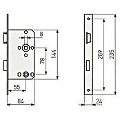 Abus WC-Einsteckschloss 24 SB (Links, Silber, 144 x 84 x 14 mm) | BAUHAUS