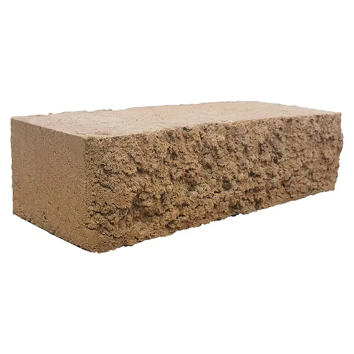 Diephaus Mauerstein Riverside - Terracotta, 40 x 15 x 10 cm, Beton - Ein einzelner, rechteckiger Pflasterstein in einem warmen Braunton, ideal für Gartenwege oder Terrassen.