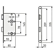 Abus WC-Einsteckschloss 20 SB (Links, Gold, 145 x 80 x 14 mm) | BAUHAUS