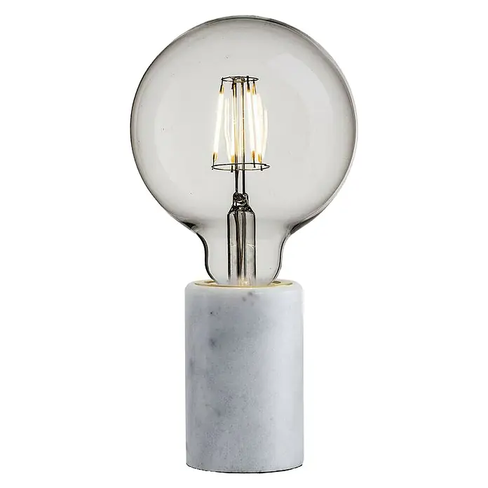 Nordlux Lámpara de sobremesa Siv Mármol - 60 W, L x An x Al: 6 x 6 x 10,3 cm, Blanco, E27 - Esta lámpara de mesa presenta una pantalla esférica y una base de mármol blanco, que ofrece una solución de iluminación elegante.