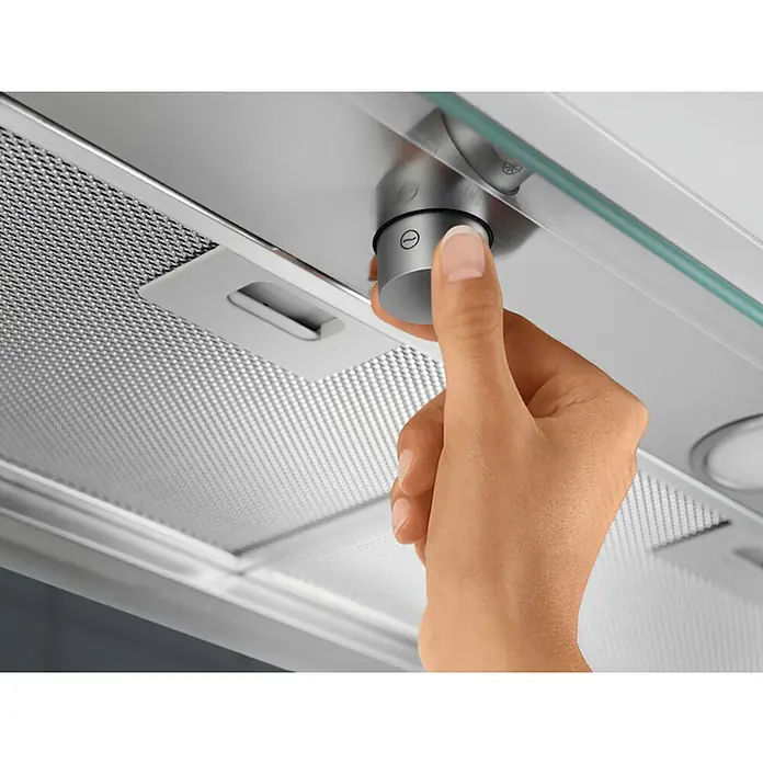 Electrolux Campana integrable EFP129X - Ancho: 89,8 cm, Máx. Potencia del ventilador en modo extracción: 360 m³/h, Acero inoxidable - Campana extractora integrada con perilla de control accionada por una mano. Rendimiento óptimo y diseño elegante para cada cocina.