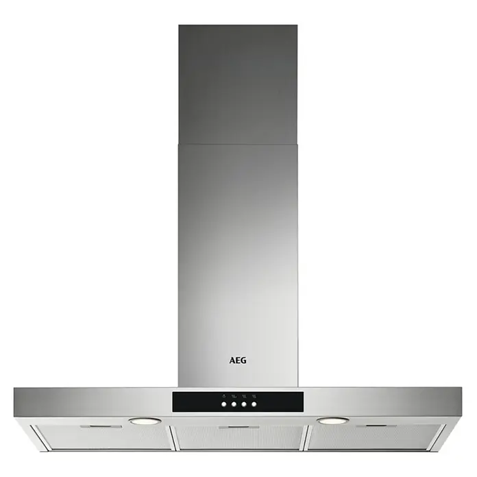 AEG Campana decorativa DBB3951M - Ancho: 89,9 cm, Máx. Potencia del ventilador en modo extracción: 600 m³/h, Acero inoxidable - Campana extractora AEG de acero inoxidable, diseño elegante con iluminación eficiente y controles intuitivos para una cocina limpia.