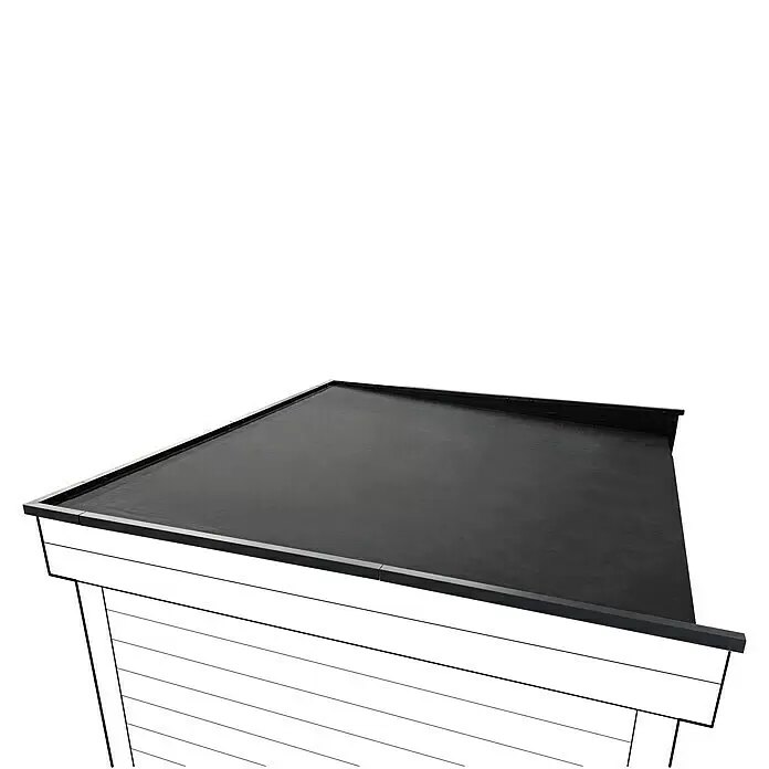 Kiehnholz Gartenhaus Cube 3.0 - Außenmaß inkl. Dachüberstand (B x T): 253 x 263 cm, Holz, Anthrazit, Mit EPDM Dachsystem - Schwarzes Flachdach mit dunkler Verkleidung, mit strukturierter Dachpappe.
