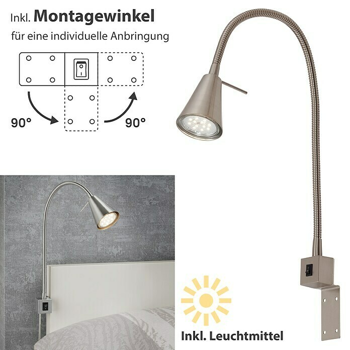 Briloner LED-Wandstrahler Tuso4 W, Nickel matt, L x B x H: 5,8 x 21,7 x 40,3 cm Unknown