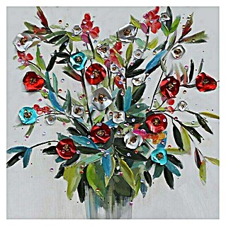 Ručno oslikana slika (Materijal: Drvo, Š x V: 30 x 30 cm, Cvijeće)