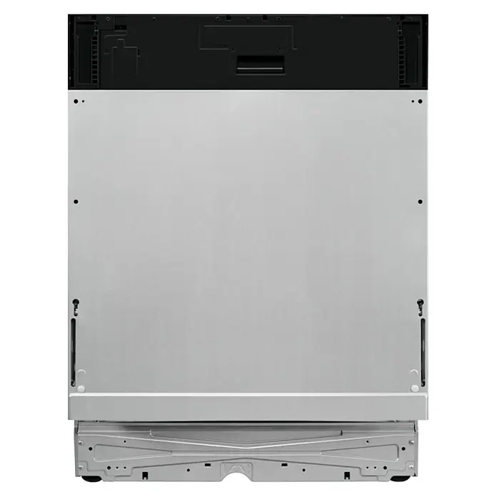 AEG Lavavajillas integrable FSB53617Z - Ancho: 59,6 cm, Número de cubiertos: 13 ud., Completamente integrado, Consumo de agua por uso: 9,9 l - Vista del lavavajillas: Electrodoméstico integrado con panel de control superior y frontal plateado para cocinas modernas.