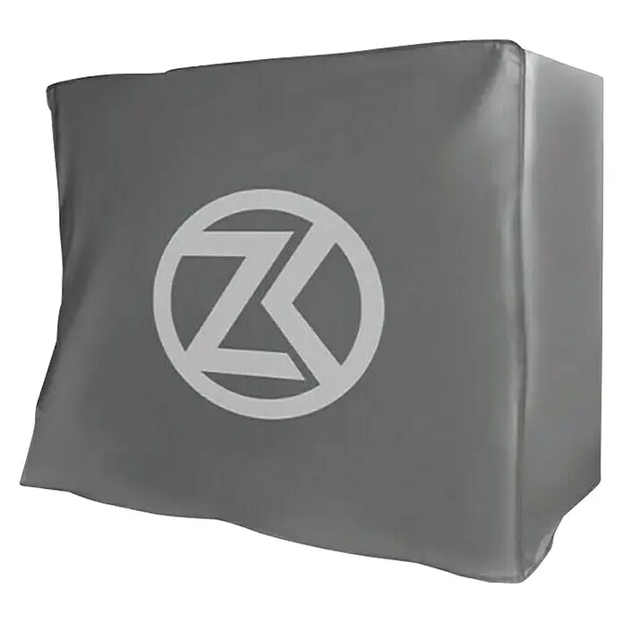ZimaKlima Funda protectora para aires acondicionados - L x An x Al: 31 x 86 x 61 cm, Específico para: Proteger la unidad exterior - Imagen de producto de una cubierta protectora gris con un logotipo blanco circular con una "Z" estilizada. Ideal para protección de equipos.