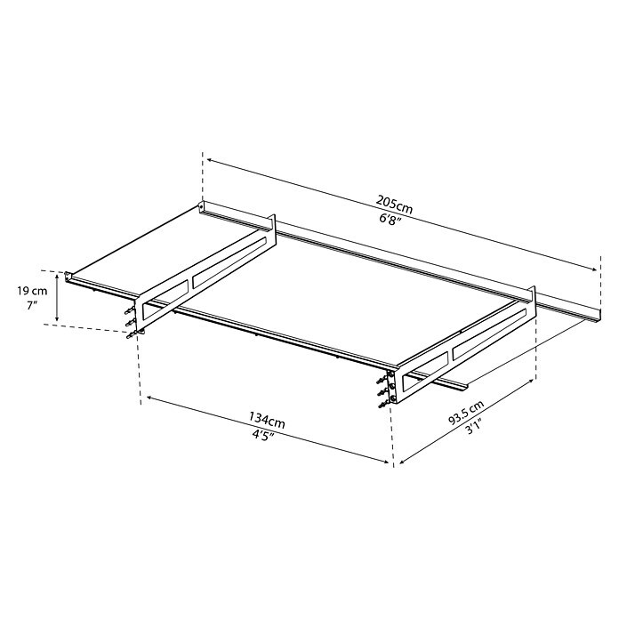 Palram – Canopia Pultvordach Bremen (205 x 93,5 x 18,7 cm, Anthrazitgrau) | BAUHAUS
