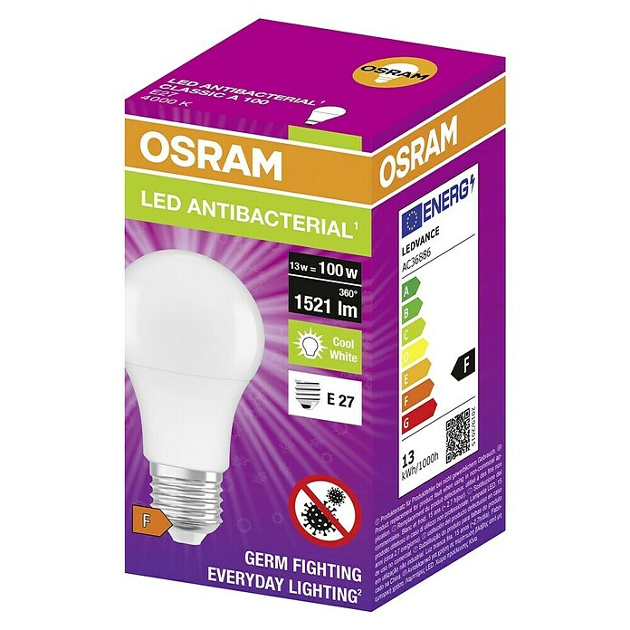 Osram LED žarulja antibakterijska žarulja  (E27, Bez prigušivanja, Neutralno bijelo, 1.521 lm, 13 W) | BAUHAUS