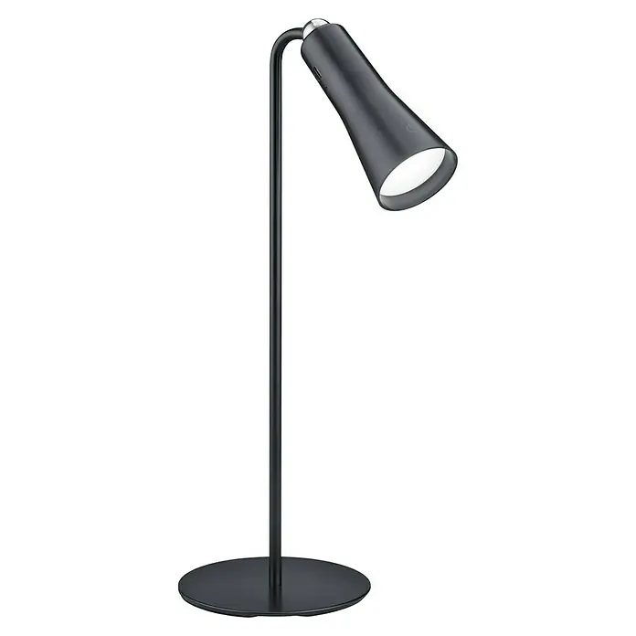 Trio Lighting Lámpara de sobremesa Maxi 3 en 1 - 2 W, Negro, 200 lm - Lámpara de escritorio negra con base redonda y pantalla cónica para un aspecto moderno en cualquier escritorio.