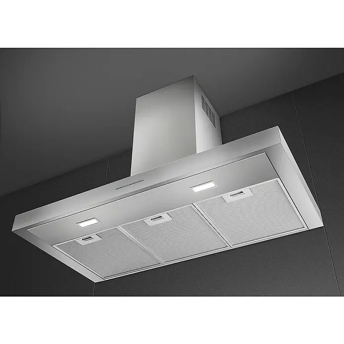 Smeg Campana decorativa KBT900XE - Ancho: 90 cm, Máx. Potencia del ventilador en modo extracción: 480 m³/h, Acero inoxidable - Campana extractora de acero inoxidable con iluminación integrada y filtros para una ventilación eficiente.