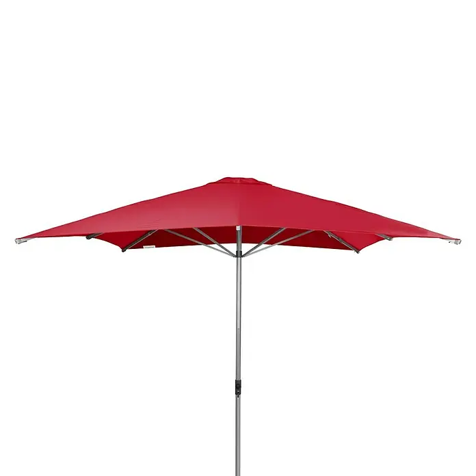 Doppler Alu Expert Marktschirm - Rot, Bespannungsmaß (L x B): 300 x 300 cm - Roter Gartenschirm mit einem stabilen, silberfarbenen Gestell, der idealen Sonnenschutz bietet und das Outdoor-Erlebnis verbessert.