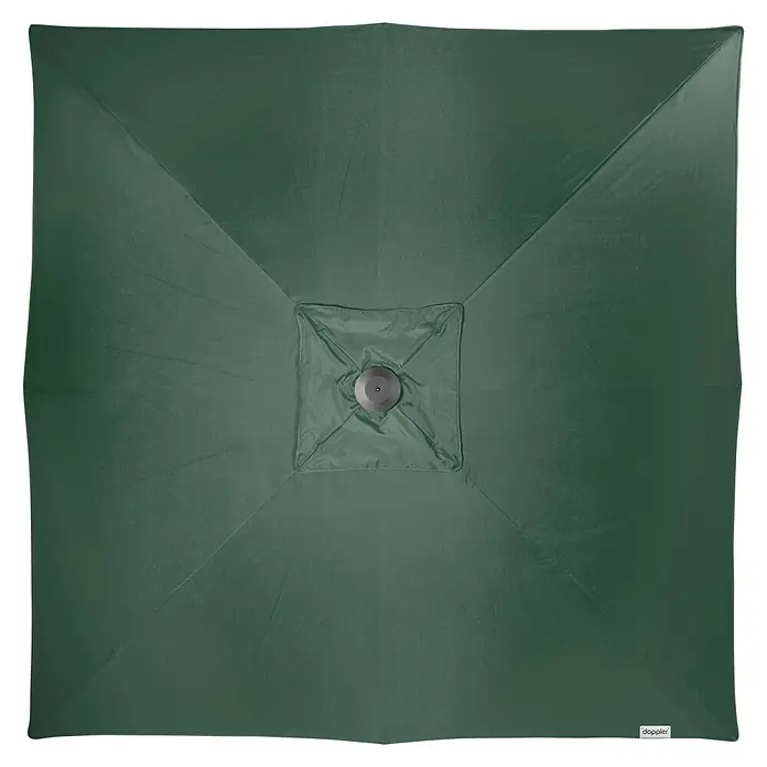 Doppler Alu Expert Marktschirm - Grün, Bespannungsmaß (L x B): 300 x 300 cm - Nahaufnahme eines Doppler-Sonnenschirms in sattem Grün, der Schatten und Stil verspricht.\n