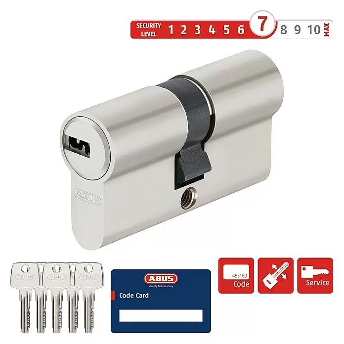 Abus Profilzylinder D6XNP GleichschließendBaulänge innen: 40 mm, Baulänge außen: 45 mm, Anzahl Schlüssel: 5 Stk.