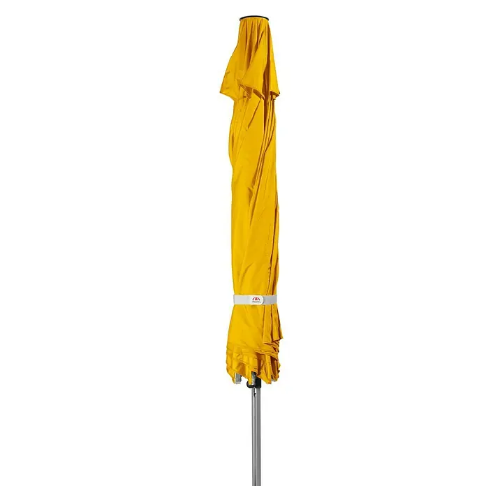Doppler Alu Expert Marktschirm rund - Gelb, Durchmesser Bespannung: 400 cm - Gelber Sonnenschirm mit praktischem Band zur einfachen Aufbewahrung und einem stabilen silbernen Ständer für den Außenbereich.