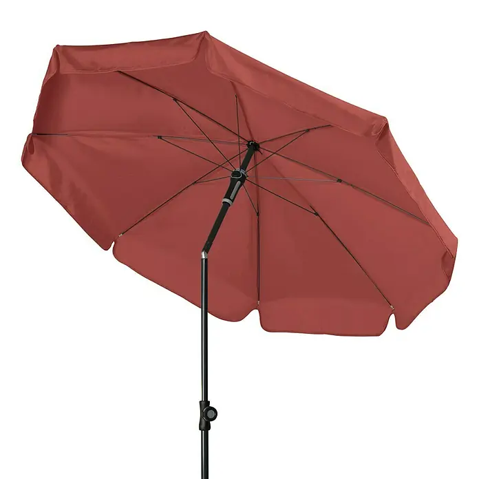 Doppler Sunline Balkonschirm rund Neo - Farbe Bespannung: Terracotta, Durchmesser Bespannung: 150 cm - Roter Terrassenschirm mit Metallständer und Kurbelmechanismus zum einfachen Öffnen und Schließen, ideal für den Garten oder die Terrasse.