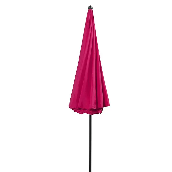 Doppler Sunline Marktschirm rund NeoFuchsia, Durchmesser Bespannung: 200 cm - Geschlossener pinkfarbener Terrassenschirm mit schwarzem Mast, ideal für den Sonnenschutz im Freien.