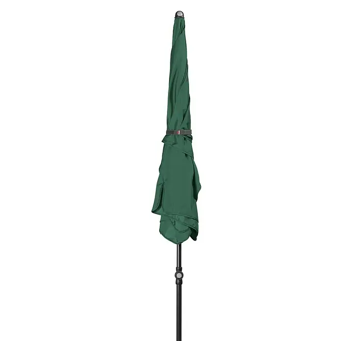 Doppler Sunline Marktschirm Waterproof Neo - Grün, Bespannungsmaß (L x B): 185 x 120 cm - Ein dunkelgrüner, geschlossener Gartenschirm mit einem schwarzen Mast, ideal für den Sonnenschutz im Freien.