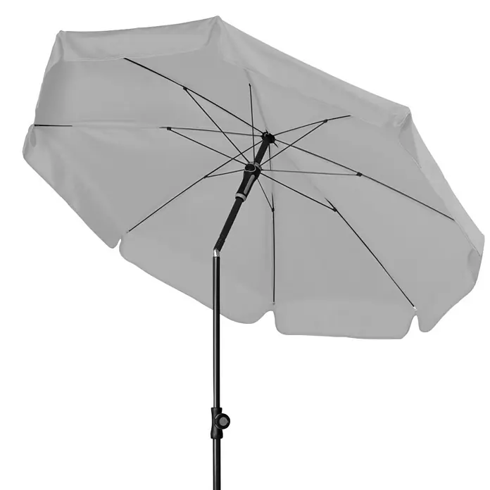 Doppler Sunline Balkonschirm rund Neo - Farbe Bespannung: Hellgrau, Durchmesser Bespannung: 150 cm - Weißer Sonnenschirm für den Außenbereich, ideal für Garten, Terrasse oder Balkon, mit robustem Gestell und UV-Schutz für entspannte Stunden im Schatten.