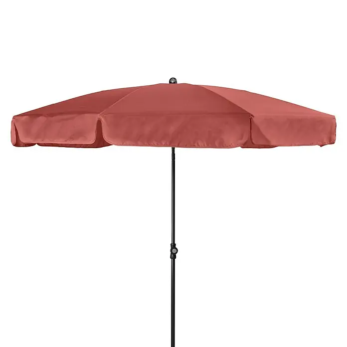 Doppler Sunline Marktschirm rund NeoTerracotta, Durchmesser Bespannung: 200 cm - Rostfarbener Gartenschirm mit schwarzem Ständer, ideal für sonnige Tage im Freien, spendet Schatten und sorgt für Komfort.