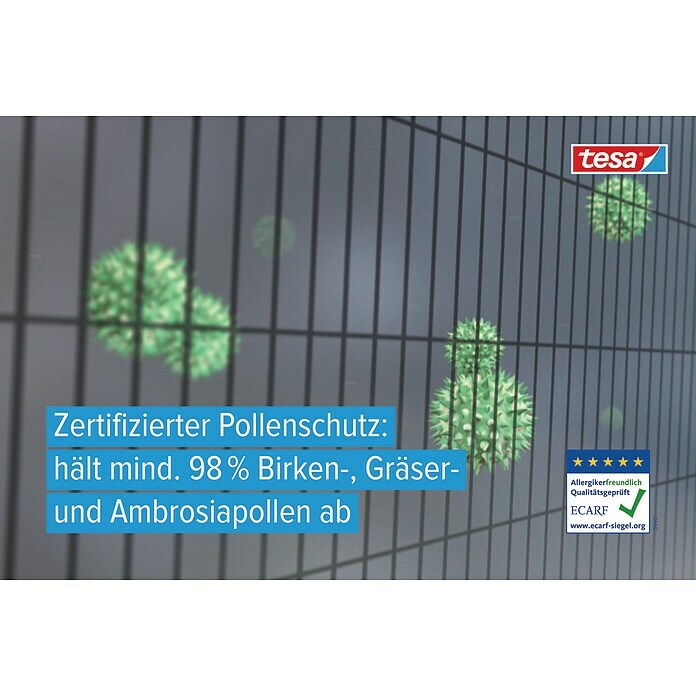 Tesa Insect Stop Pollenschutzgitter Pollen ProtectionFarbe Gewebe: Schwarz, B x L: 130 x 150 cm, Klettbefestigung Use Shot