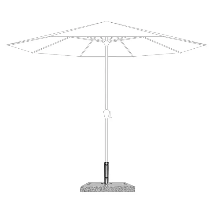 Granitschirmständer - 95 kg, L x B: 70 x 70 cm - Bild eines Sonnenschirms mit Ständer. Ideal für den Garten oder die Terrasse, spendet Schatten und sorgt für Komfort an sonnigen Tagen.