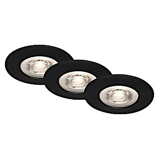 Briloner Set de focos LED empotrables redondos Kulana (Ø x Al: 9 x 2,5 cm, Blanco cálido, Negro)