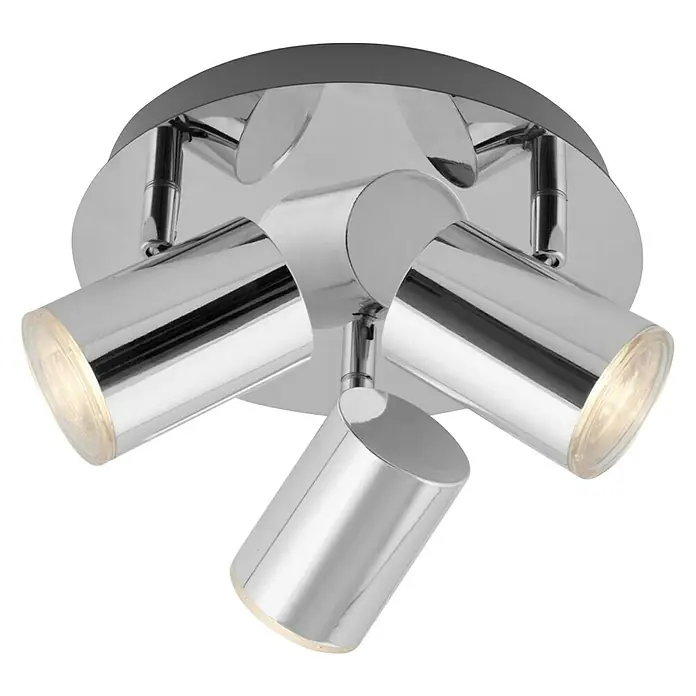 Briloner Regleta Banyo - 15 W, L x An x Al: 21 x 21 x 11,2 cm, Cromo, GU10, x 3 - Foco de techo cromado con tres luces ajustables, ideal para interiores modernos. Proporciona una iluminación brillante en salas de estar, dormitorios o pasillos.