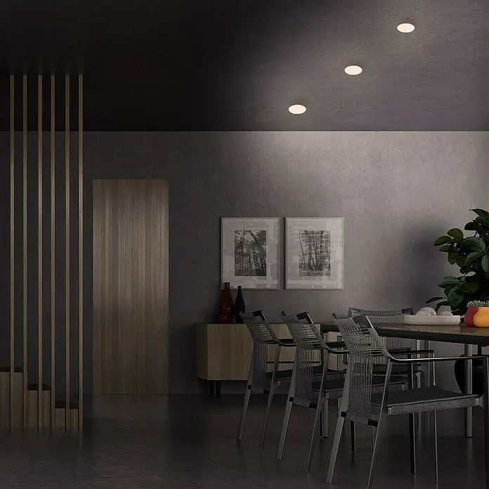 Briloner Foco empotrable Plat - 3 W, Ø x Al: 7,5 cm x 3,5 mm, Blanco, Blanco cálido - Iluminación moderna de comedor con elegantes focos LED de techo. Estos focos minimalistas crean un ambiente agradable y acogedor en el espacio.